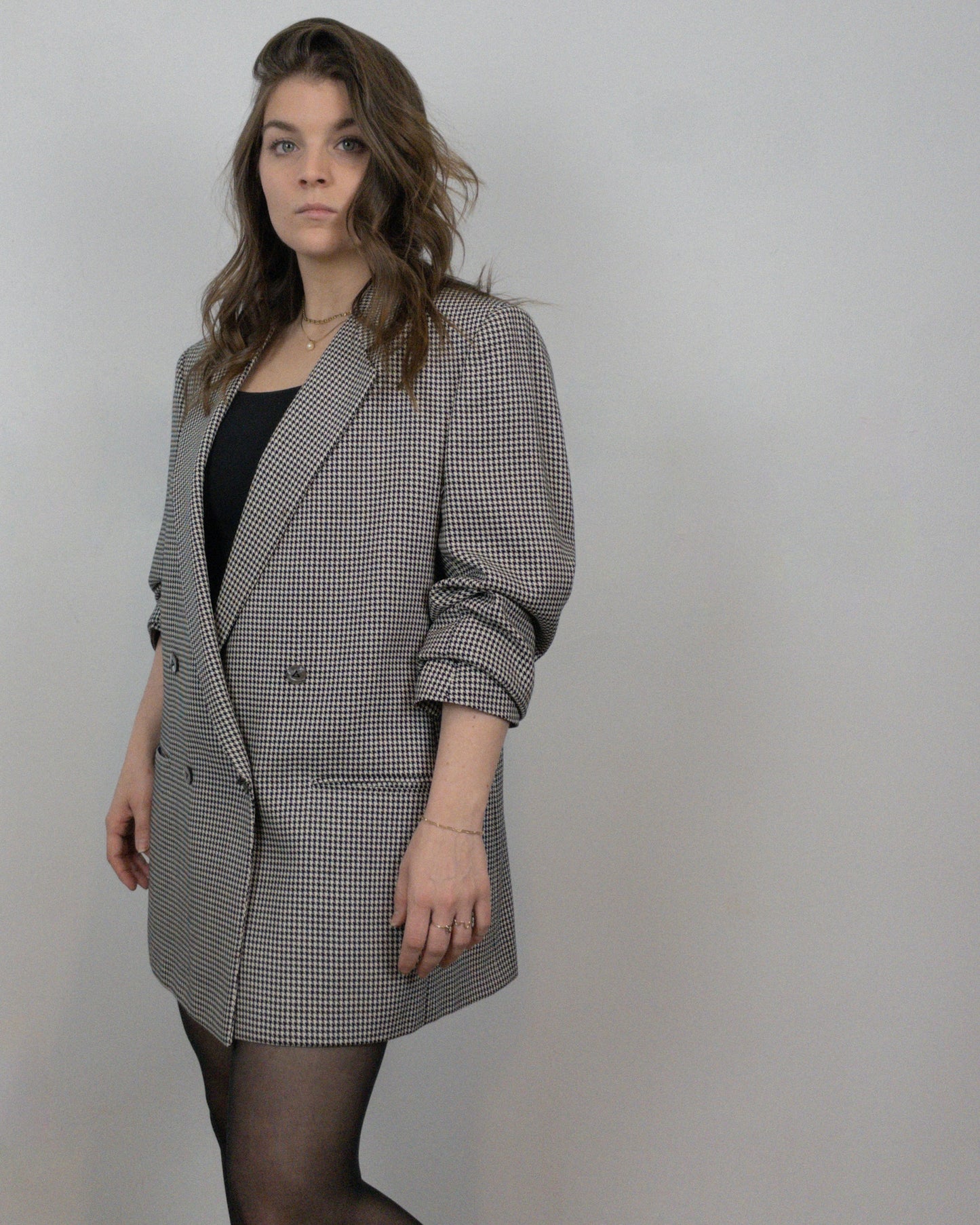 Oversized Houndstooth Blazer