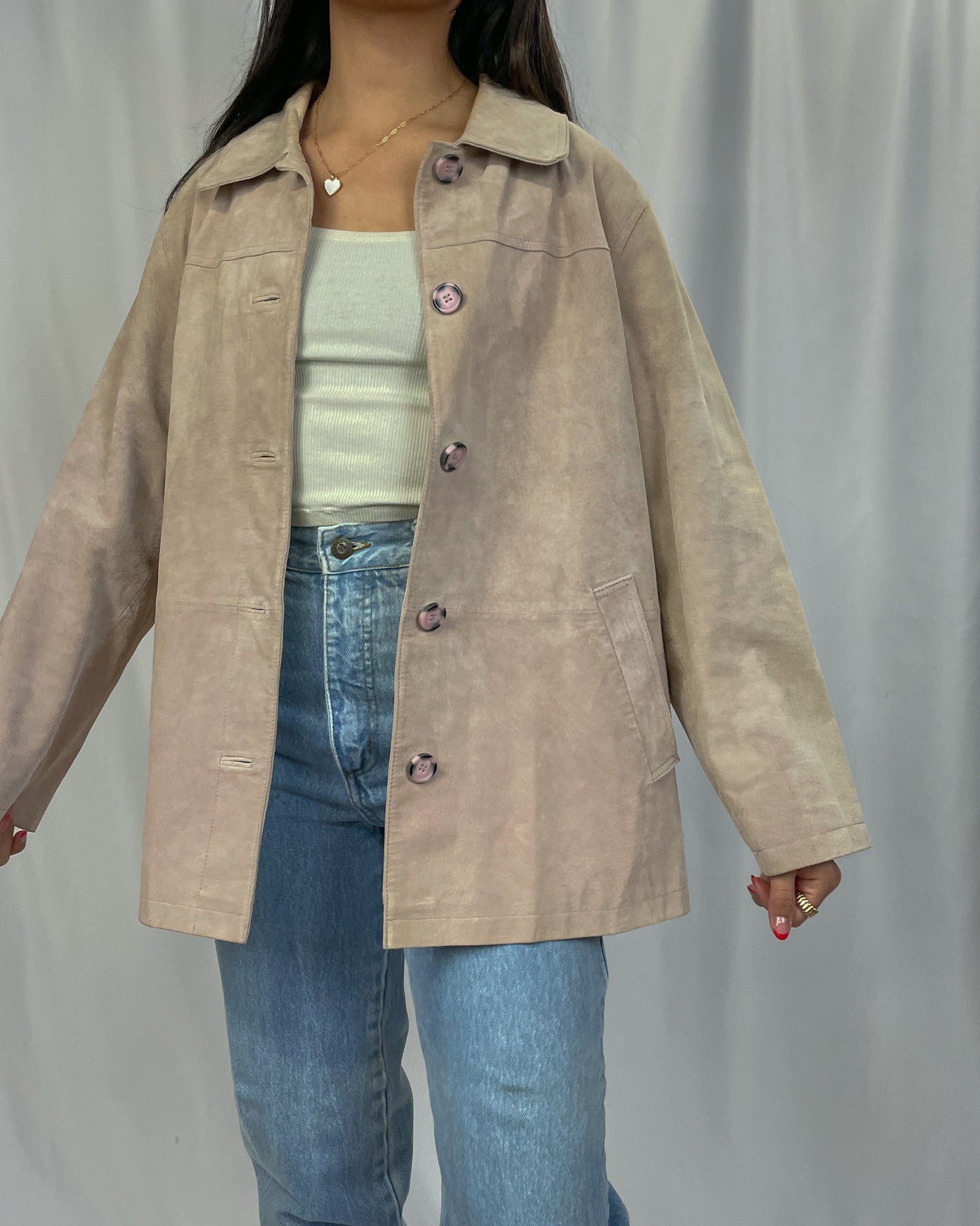 Vintage Almond Genuine Suede Blazer