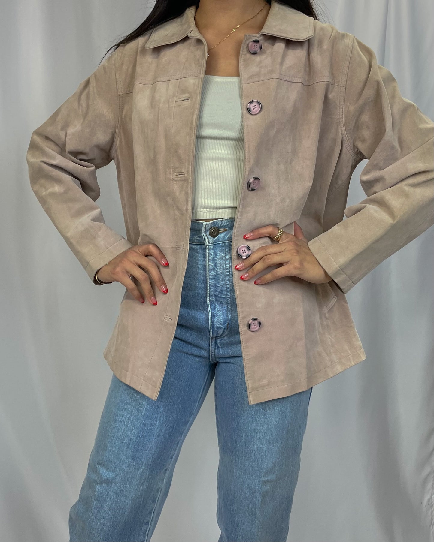 Vintage Almond Genuine Suede Blazer