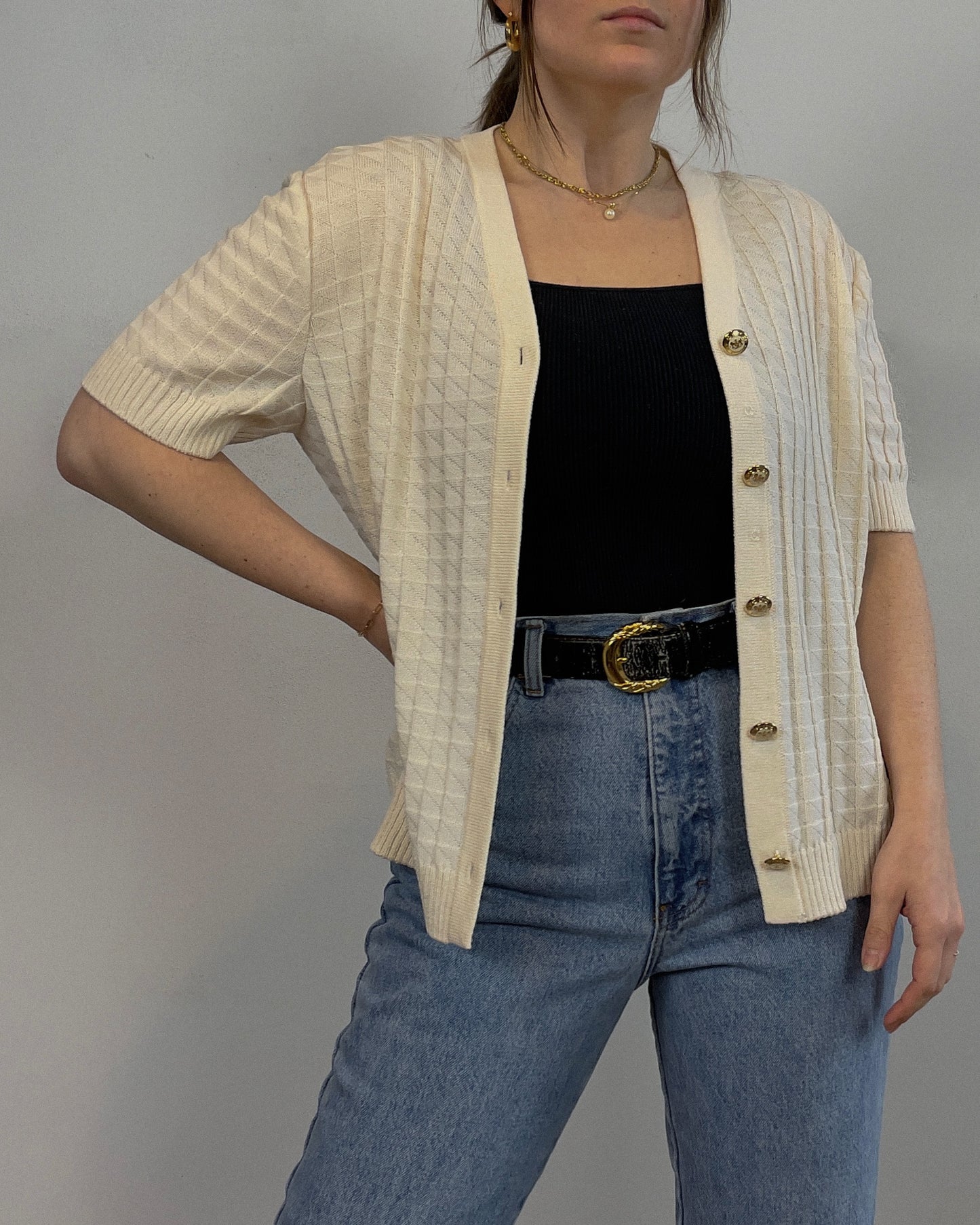 St. John Textured Cream Sweater